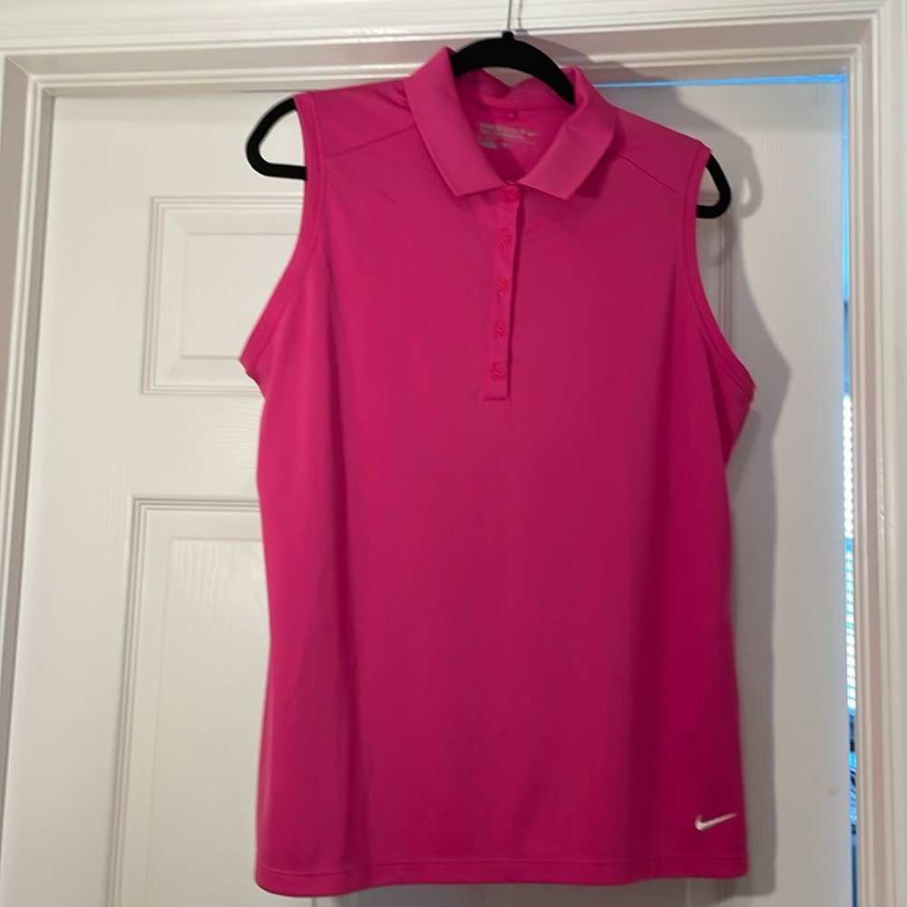 Nike Golf dri-fit XL sleeveless polo in hot pink.